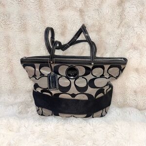 Coach Signature Black and Gray Tote